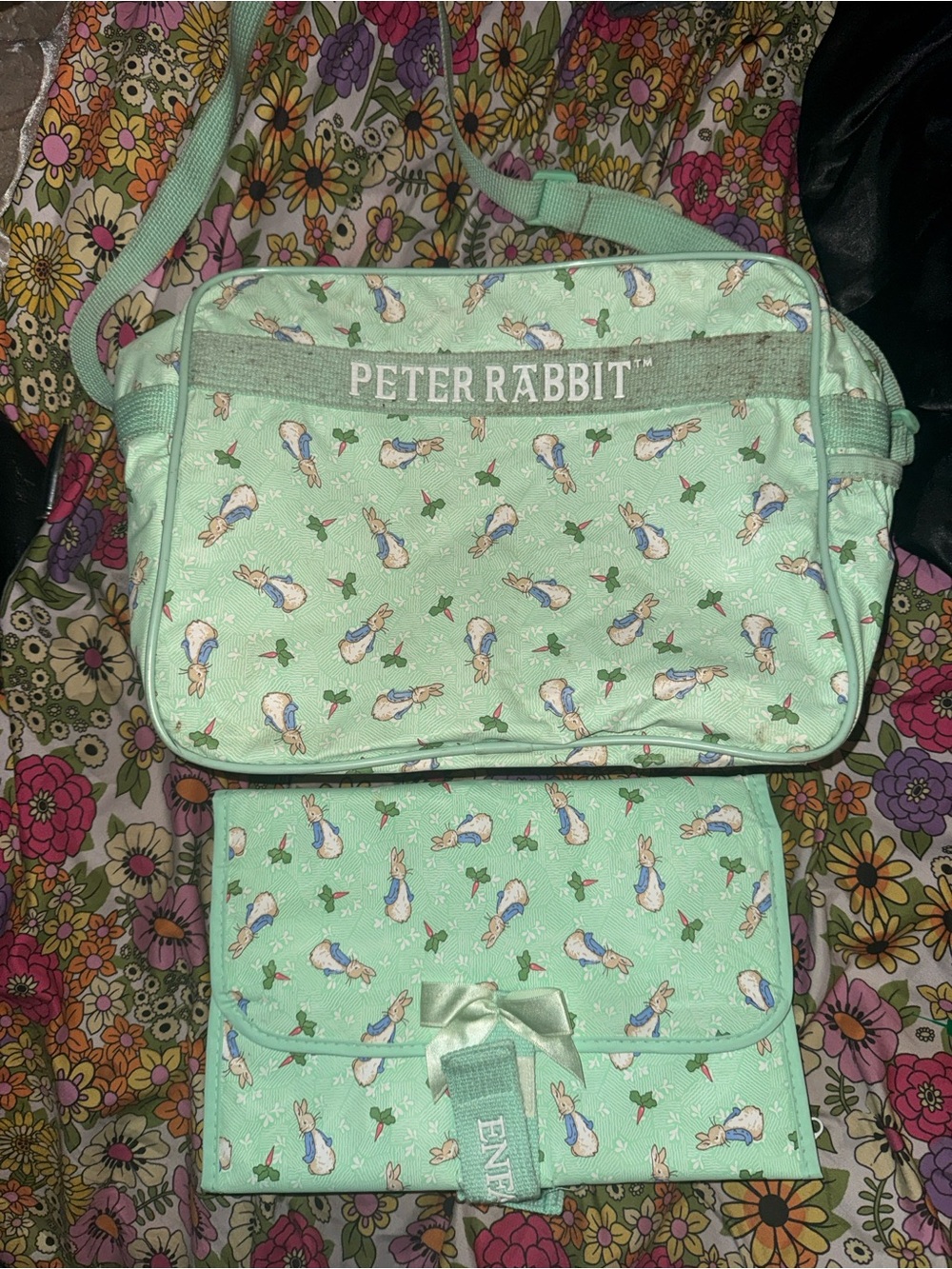 Vintage Peter Rabbit Diaper Bag & Fold Up Accessories Bag!